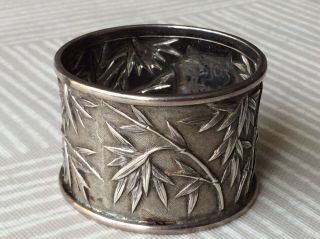 LATE 19TH CENTURY/EARLY 20TH CHINESE SILVER BAMBOO DESIGN NAPKIN RING.  1 3