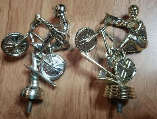 2 Vintage Bmx Bike Trophy Toppers Bicycle Race Racing