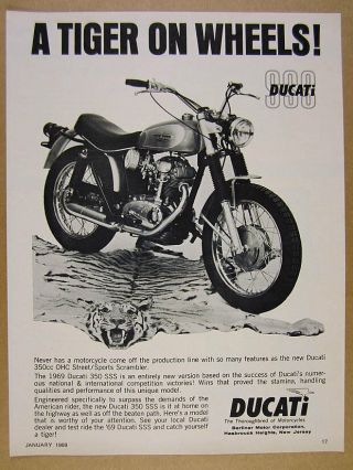 1969 Ducati 350 Sss Motorcycle Photo Vintage Print Ad
