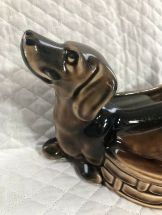Vintage Brown Dachshund Weiner Dog Planter Trinket Dish Keys Jewelry 2