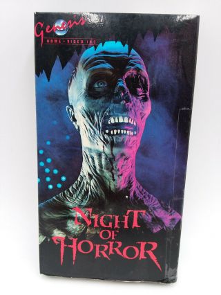 Night Of Horror Vhs Vintage 1980s Horror Genesis Tony Malanowski Cut/taped Box
