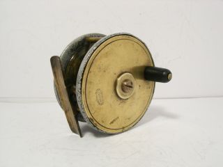 Vintage Antique Allcock 2 3/4 " Brass Alloy Combination Trout Fly Fishing Reel