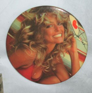 Vintage 1977 Farrah Fawcett Swimsuit Pin 3 " Pinback Button Charlie 