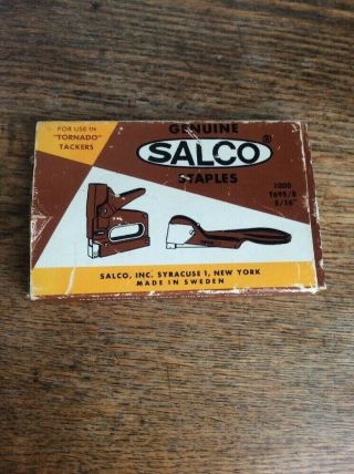 Vintage Salco Staples T695/8 Box Of 1000 Made In Sweden For Tornado Tackers