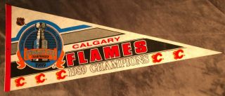 Pennant Nhl: Calgary Flames 1989 Stanley Cup Champions,  12 " X 30 ",  Color