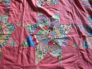 Hand Sewn Antique Vintage Quilt Top Hand Pieced Feedsack Material 70 X 86