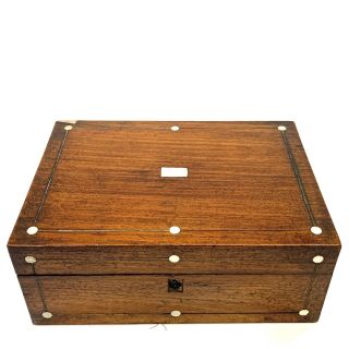 Antique Regency Rosewood And Mother Of Pearl Inlaid Sewing Box C.  1830