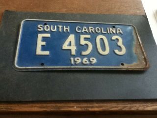 Vintage License Plate Tag South Carolina Sc 1969 E 4503 Rough Vintage Rustic