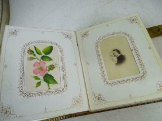 Antique Civil War Era Cdv Photo Album Flower Drawing Sing Sing Ny Vtg