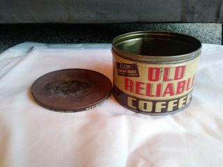 Vintage Old Reliable Coffee Tin 1 Lb With Lid Dayton Ohio