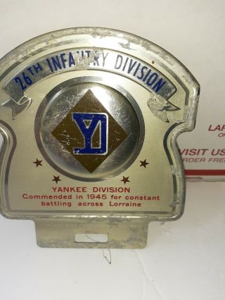 26th Infantry Division Yankee Division License Plate Tag Topper