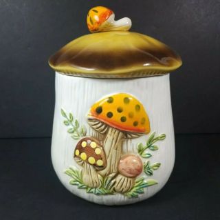 Vintage 1978 Sears Roebuck Merry Mushroom Kitchen Canister Cookie Jar 9 "