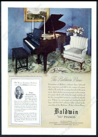 1941 Baldwin Grand Piano Serge Koussevitzky Photo Vintage Print Ad