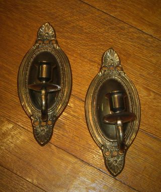 Vintage Solid Brass Wall Sconce Candle Holders 2
