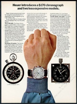 1968 Tag Heuer Camaro 45 Chronograph Gmt Master Time Watch Pix Vintage Print Ad