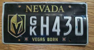 Single Nevada License Plate - Gkh430 - Vegas Born - Golden Knights