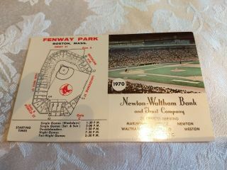 1970 Boston Red Sox Team Pocket Schedule - Newton Waltham Bank