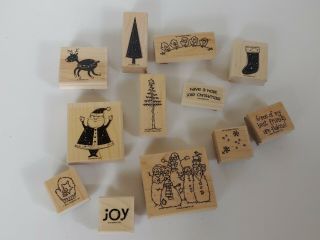 12 Stampin Up Winter Christmas Holiday Vintage Rubber Stamps