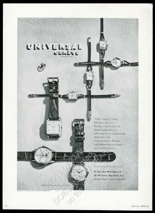 1947 Universal Geneve Tri - Compax Etc 7 Watch Photo Vintage Print Ad
