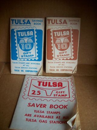3 Vintage Tulsa Gas Service Station Oil Company Corporation Gift Stamp Books