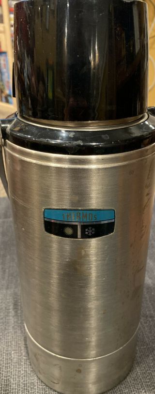 Vintage King Seeley Thermos Stainless Steel Vacuum Bottle Quart Size 2466