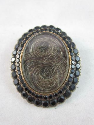 Antique Victorian Era Mourning Brooch/pin Photo W/hair & Photo Of Woman