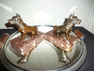 FRENCH ART DECO SPELTER TERRIER DOG BOOKENDS MOREAU? 3