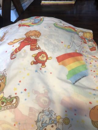 Vintage 1983 Rainbow Brite Bright Twin Sheets Flat And Fitted Hallmark Cards Htf