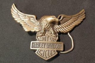 Vintage Harley Davidson Motor Cycle Belt Buckle Brass Eagle