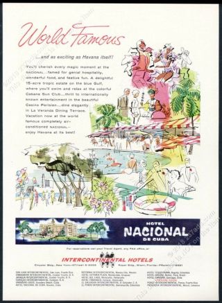 1958 National Hotel Nacional De Cuba Havana Color Art Vintage Print Ad