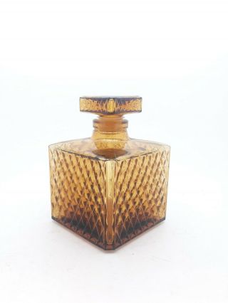 Vintage Amber Glass Bar Ware Decanter Bottle With Stopper Made In Japan 4 3/4 "