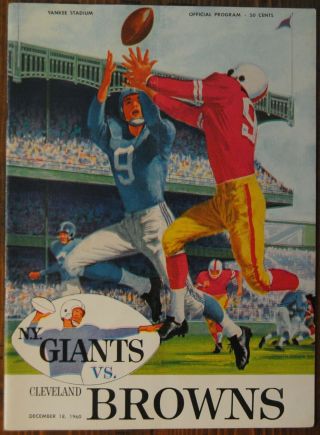 1960 York Giants Vs Cleveland Browns Football Program - Jim Brown