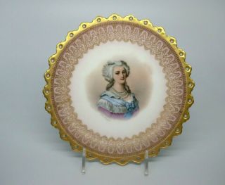 Antique Sevres Porcelain Plate Gilt Gold Reticulated Edge Marie Antoinette C1880