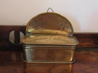 Antique Victorian Brass Candle Box,  Wall Pocket,  19th Century,