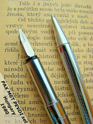 1980 Pax Mgt Pevdi Fountain Pen Ballpoint Pen Set Hungary Vintage