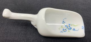 Vintage Porcelain Sugar Nut Or Candy Miniature Scoop Blue Floral Hand Painted Fs