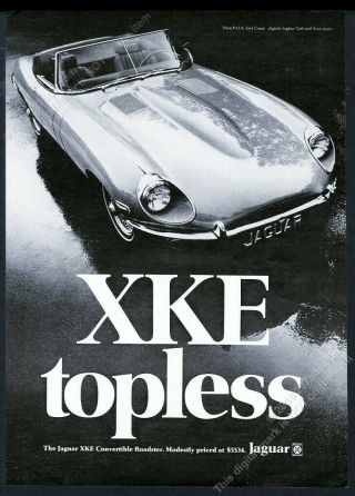 1969 Jaguar Xke Xk - E Roadster Convertible Car Photo Xke Topless Vintage Print Ad