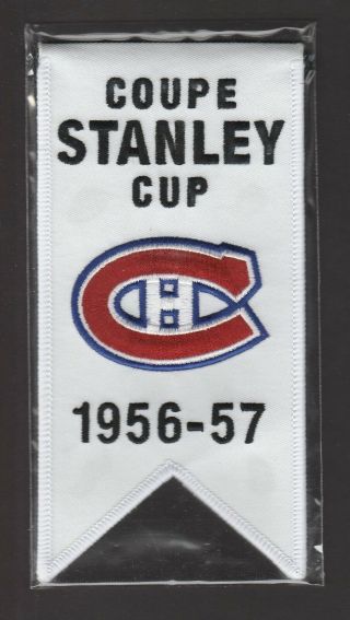 08 - 09 Montreal Canadiens Centennial 1956 - 57 Stanley Cup Mini Banner J9351