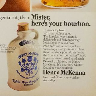 Vtg Henry Mckenna Kentucky Bourbon Whiskey Jug Print Ad Hand Tied Fly Fishing