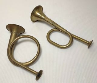 Vintage Solid Brass French Horn & Trumpet Fox Hound Hunting Bugle Christmas Wall