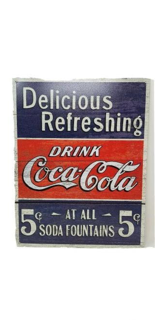 Drink Coke Metal Sign Coca Cola 5 Cents Home Vintage Look Wall Decor