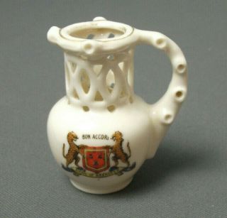 Vintage Mini Porcelain Puzzle Jug - England Arms Crest Bon Accord Aberdeen 2 143