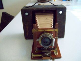 Antique Kodak 4 Cartridge Camera Wood Body Red Bellows