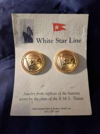 Rms Titanic White Star Line Officer Button Clip Earings 1 Inch Diameter Olympic