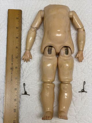 10 1/2” Antique German Wood/ Composition Doll Body For Bisque Head - 1
