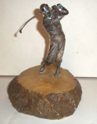 A Fine Art Deco Silver Plated Golfing Figure On Stone/ Marble Plinth C1930s