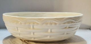 Vintage Haeger Pottery Basket Weave Large Bowl Planter 171 White Glossy Glaze