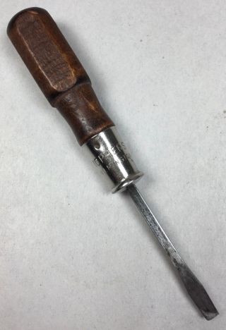 Vintage Mcpherson Mini Slotted Flat Tip Screwdriver 4 - 1/2 " Length Wooden Handle
