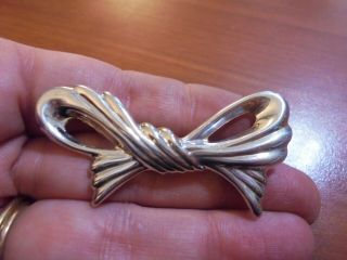 Vtg Sterling Silver Ribbon Bow Pin Brooch 8.  4 Grams