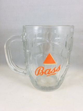 Vintage Bass Beer Mug Glass Stein England English Pub Bar Pint Draft Crown 5”